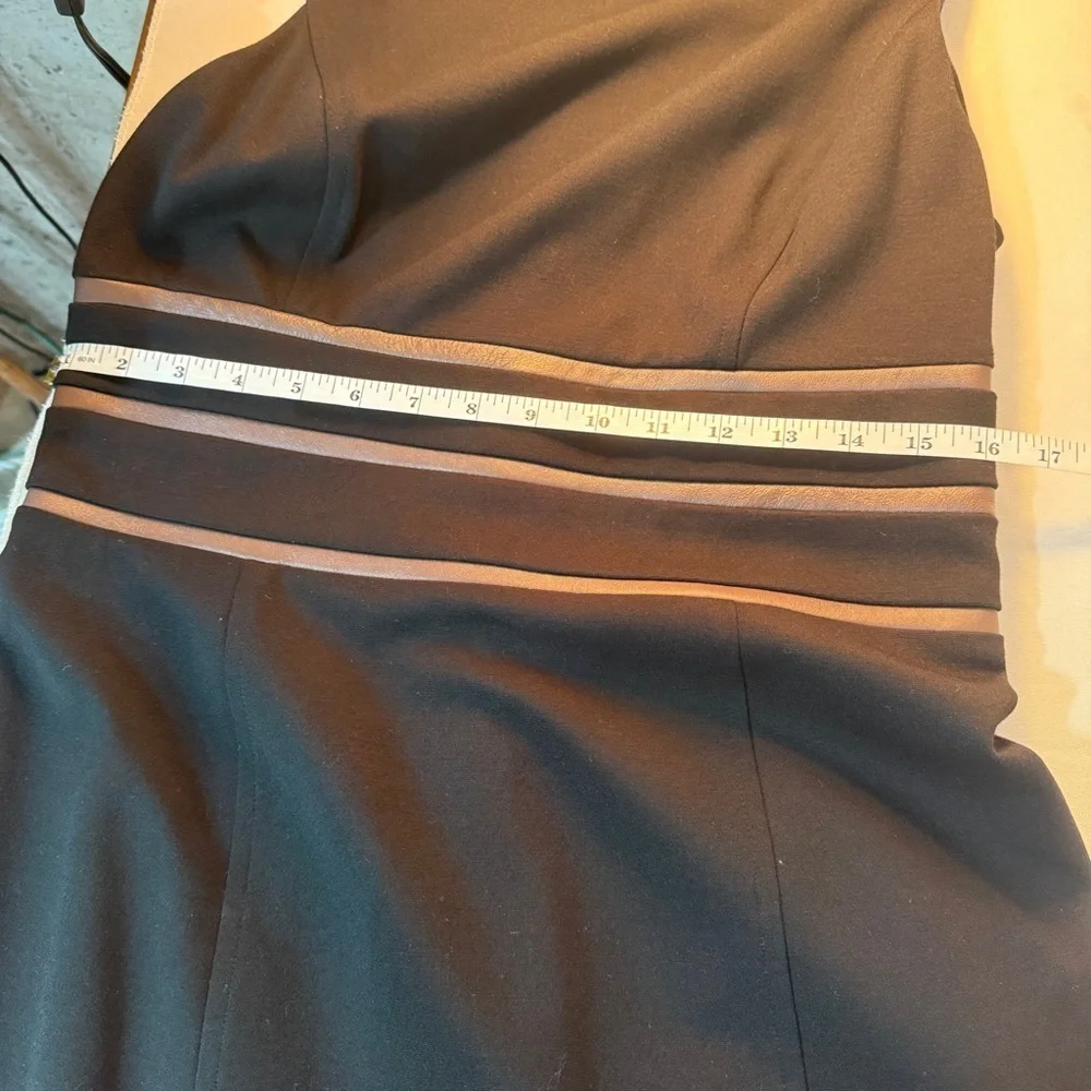 Lauren Ralph Lauren Black Sheath Dress Size 10 |Sleeveless Midi Faux leather - Picture 6 of 10